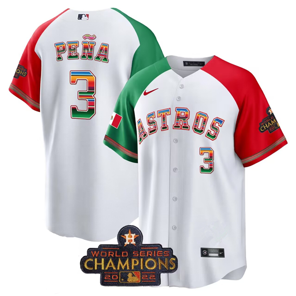 Men's Houston Astros #3 Jeremy Peña White Mexico Texas Cool Base Stitched Baseball Jersey